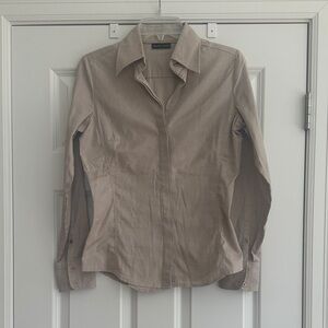 New York & Company Beige Stretch Shirt